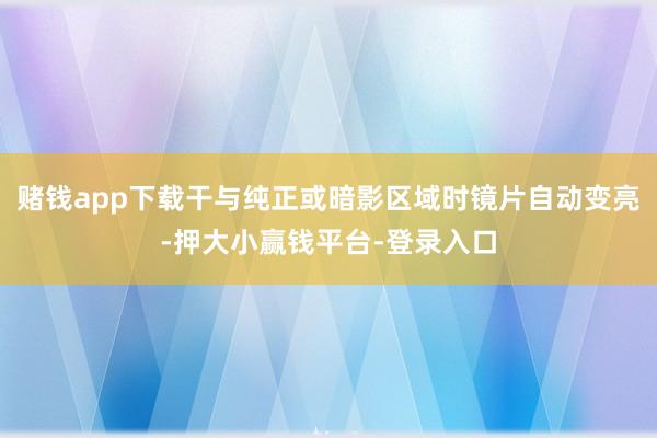 赌钱app下载干与纯正或暗影区域时镜片自动变亮-押大小赢钱平台-登录入口